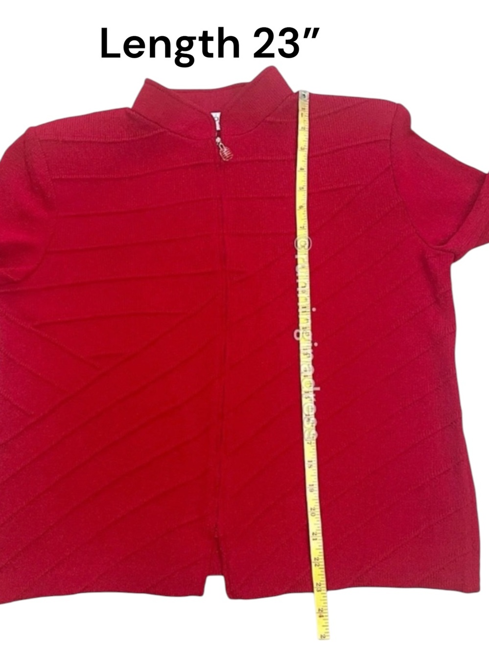 St John Collection Red Santana Knit Zip Jacket 12 Vintage Marie Gray Mock Neck - Picture 11 of 15